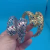 Zlxgirl jewelry Gold And Silver Plated Color African Beads big Bangle With ring jewlery set High Quality Zircon bracelet Aneis - Image 3