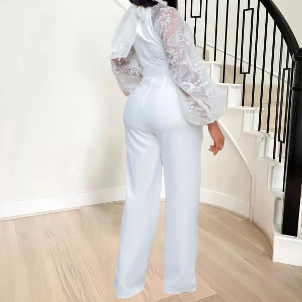 Mesh Jumpsuit Women White Overalls Party Lace Rompers New In Bodysuit One Piece Long Sleeve Summer Long Pants Y2k Spring Work - Image 4