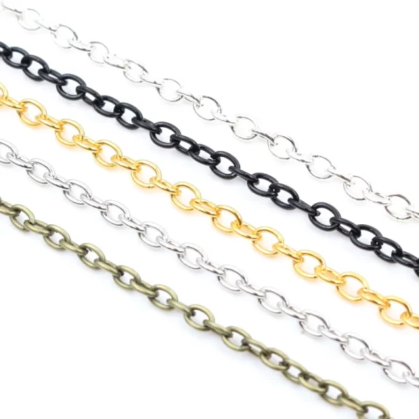 5 Meters/lot 3x2mm 4x3mm 5 Colors Plated Cross Unwelded Iron Cable Chains Necklace DIY Jewelry Making Findings Accessories - Image 2