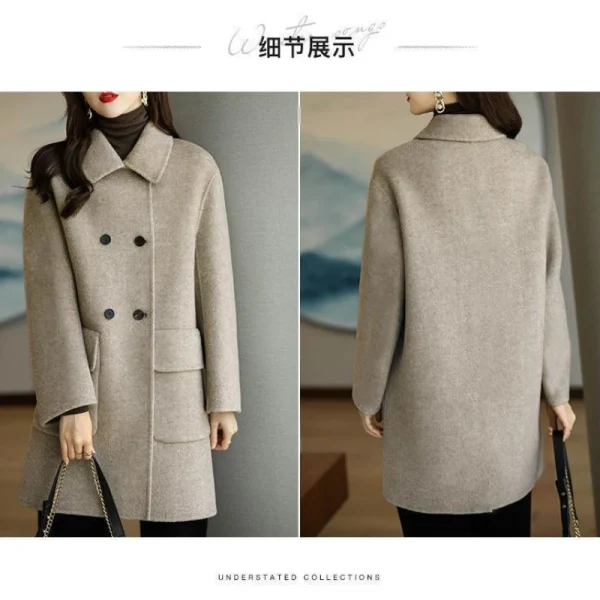 Tweed Jacket Autumn Winter 2024 New Korean Tweed Jacket High Quality Women Clothingmid Long Trench Coat Winter Coats Luxury - Image 2