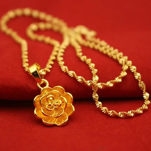 Color 18k Gold Necklace Short Chain Lovely Collarbone for Women Party Fine Jewelry Gift Real 24k 999 Yellow Gold Plated Pendant - Image 13