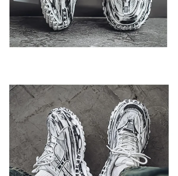 European men's shoes autumn new mesh sports shoes thick soled fashionable height increasing shoes retro breathable casual shoes - Image 15