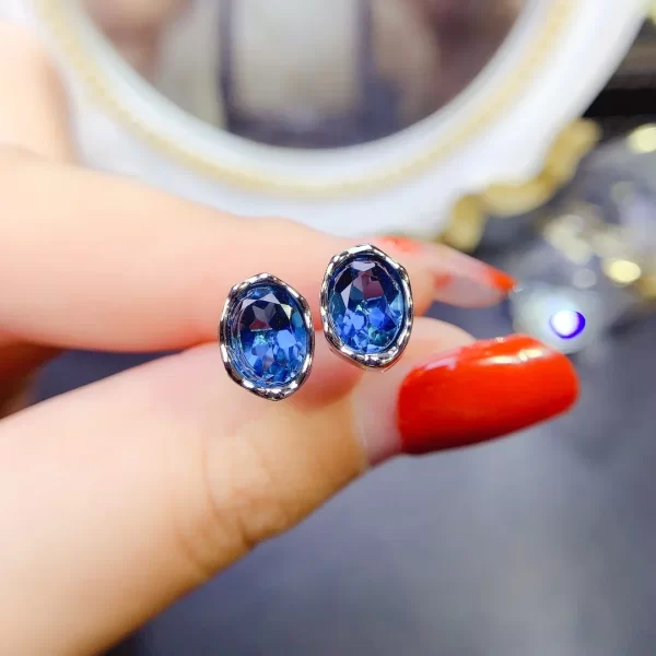 New Natural London Blue Sapphire 6* 8mm 925 Sterling Silver and Platinum Simple luxury jewelry wedding jewelry boutique - Image 9