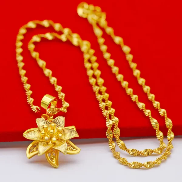 Color 18k Gold Necklace Short Chain Lovely Collarbone for Women Party Fine Jewelry Gift Real 24k 999 Yellow Gold Plated Pendant - Image 32