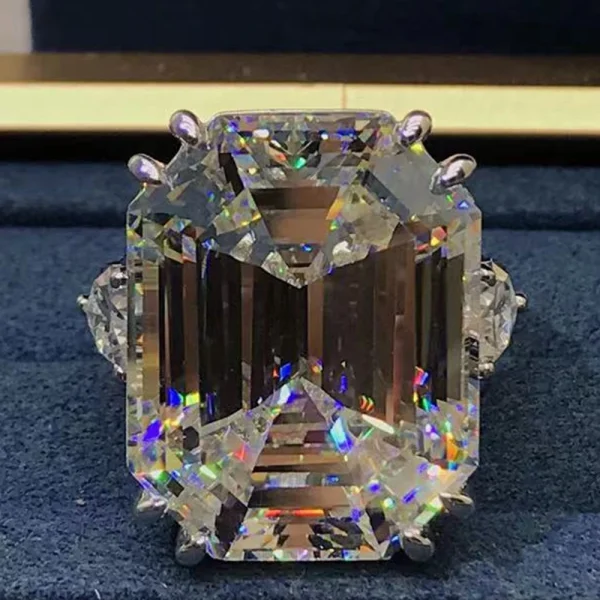 WUIHA 18K Gold Plated Ascher Cut 50CT Synthetic Diamond Gemstone Wedding Ring for Women 925 Sterling Silver Jewelry DropShipping - Image 9