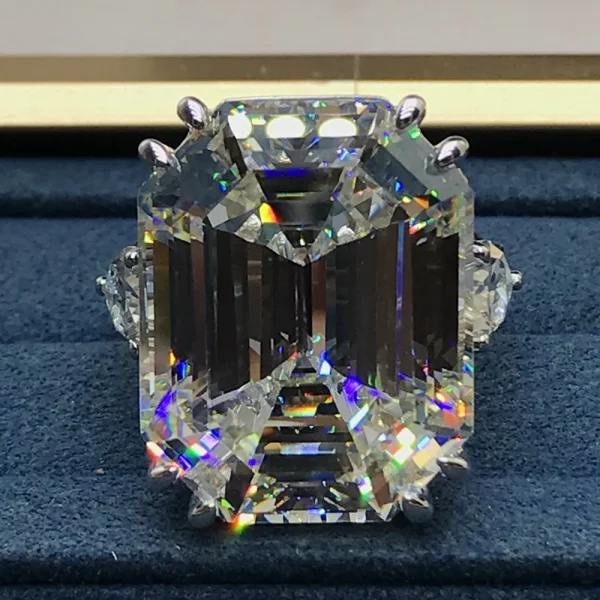 WUIHA 18K Gold Plated Ascher Cut 50CT Synthetic Diamond Gemstone Wedding Ring for Women 925 Sterling Silver Jewelry DropShipping - Image 7