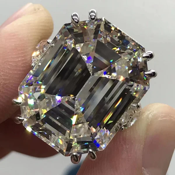 WUIHA 18K Gold Plated Ascher Cut 50CT Synthetic Diamond Gemstone Wedding Ring for Women 925 Sterling Silver Jewelry DropShipping - Image 13
