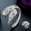Zlxgirl jewelry Gold And Silver Plated Color African Beads big Bangle With ring jewlery set High Quality Zircon bracelet Aneis - Image 2