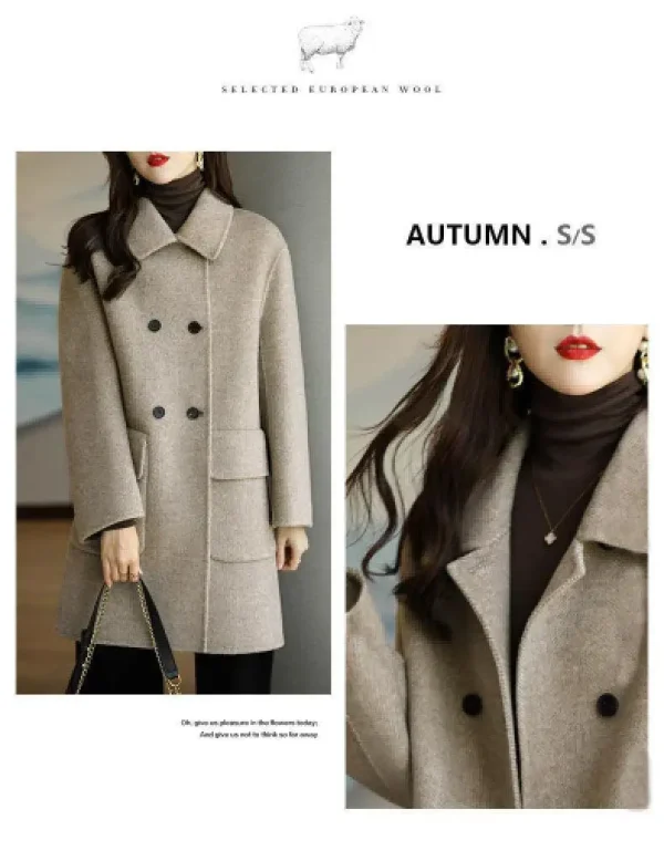 Tweed Jacket Autumn Winter 2024 New Korean Tweed Jacket High Quality Women Clothingmid Long Trench Coat Winter Coats Luxury - Image 19