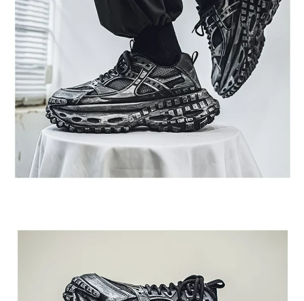 European men's shoes autumn new mesh sports shoes thick soled fashionable height increasing shoes retro breathable casual shoes - Image 22