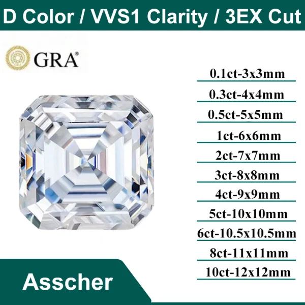 D Color Super White Moissanite Diamond Round / Oval / Pear / Radiant / Emerald / Heart / Princess / Cushion / Asscher Shape - Image 10