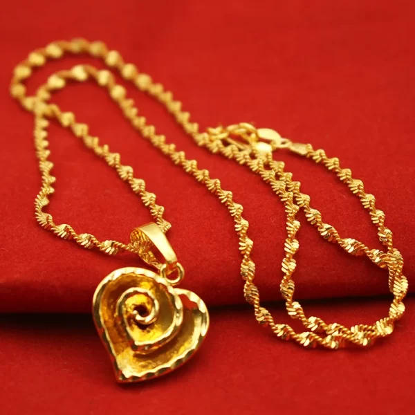 Color 18k Gold Necklace Short Chain Lovely Collarbone for Women Party Fine Jewelry Gift Real 24k 999 Yellow Gold Plated Pendant - Image 16