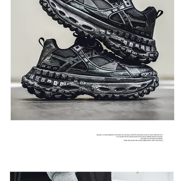European men's shoes autumn new mesh sports shoes thick soled fashionable height increasing shoes retro breathable casual shoes - Image 23