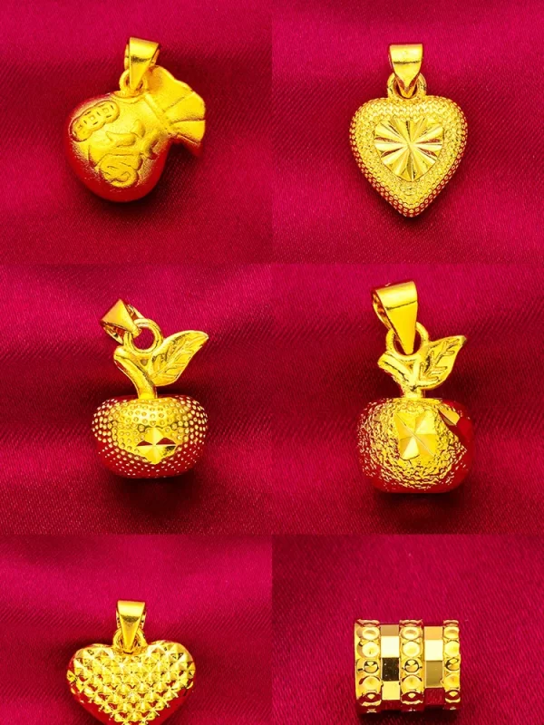 2024 New Fake 24K Real Gold 45CM Necklace Electroplated Love Pendant Peach Heart Flower Apple Lady Woman Valentine's Day Gift - Image 35
