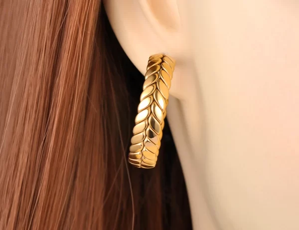 Lokaer Titanium Stainless Steel Cast Geometric Chain Hoop Earrings Trendy Gold Plated Handmade Simple Earrings For Women E22095 - Image 6
