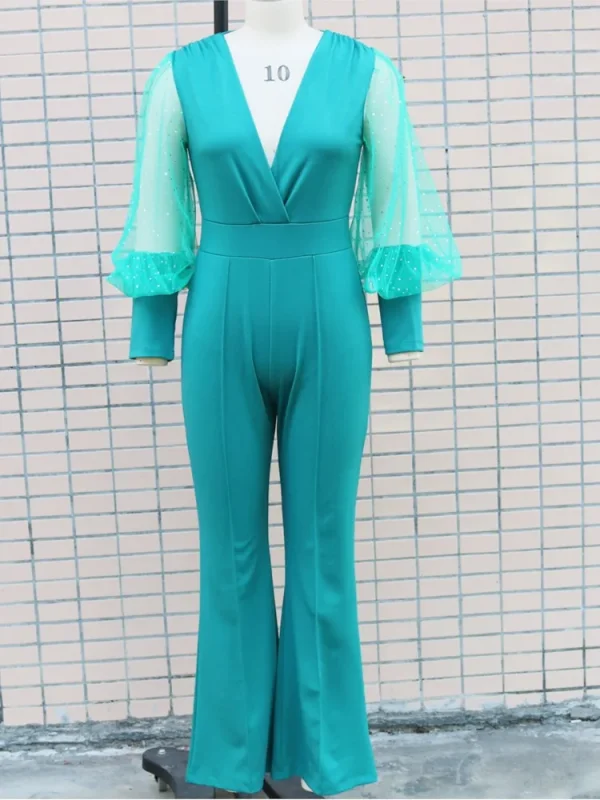 Ladies Elegant Office Jumpsuit Romper For Women 2023 High Waist Wedding Overalls Sequins Bodycon Long Sleeve Party Jumpsuit Club - Image 5