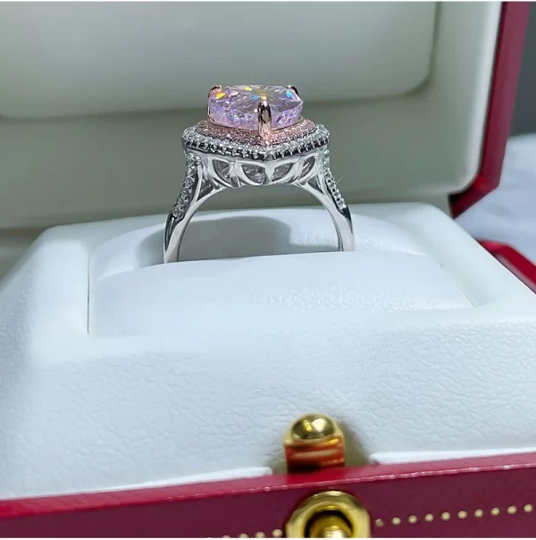 5 Carat Artificial Love Cherry Blossom Pink Diamond Ring 925 Sterling Silver Imported High Carbon  Ice Cut Explosive 85 - Image 4