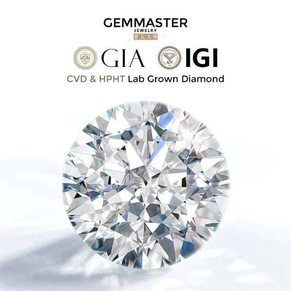 Lab Grown Diamond Round Brilliant IGI GIA certificate DEFG VVS Loose Diamond 1ct 2ct 3ct CVD HPHT Lab Diamond Custom shape
