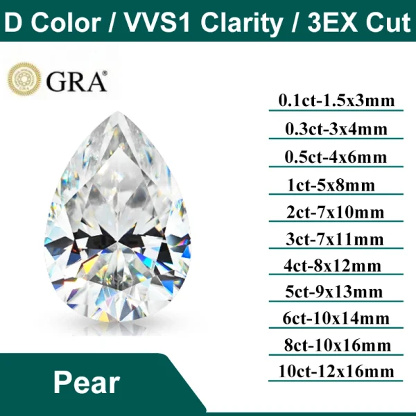 D Color Super White Moissanite Diamond Round / Oval / Pear / Radiant / Emerald / Heart / Princess / Cushion / Asscher Shape - Image 9