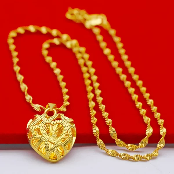Color 18k Gold Necklace Short Chain Lovely Collarbone for Women Party Fine Jewelry Gift Real 24k 999 Yellow Gold Plated Pendant - Image 9