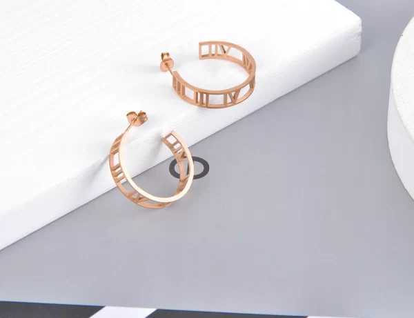 Lokaer Titanium Stainless Steel Cast Geometric Chain Hoop Earrings Trendy Gold Plated Handmade Simple Earrings For Women E22095 - Image 14