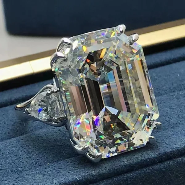 WUIHA 18K Gold Plated Ascher Cut 50CT Synthetic Diamond Gemstone Wedding Ring for Women 925 Sterling Silver Jewelry DropShipping - Image 5