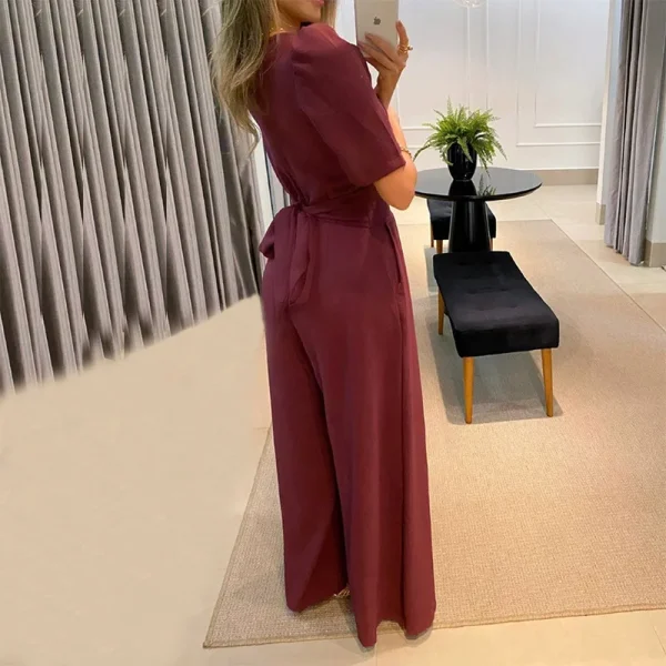 Jump Suits For Women Spring Autumn New Fashion V-neck Solid Color Temperament High Waist Women's Wide Leg Jumpsuit Streetwear - Image 6