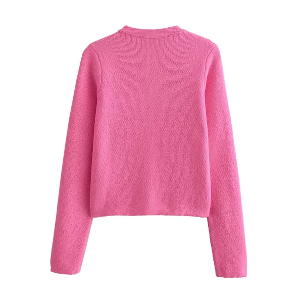 Women's thin knitted female cardigan jacket 2024 summer long-sleeved O-neck slim sweater female short top Y2K short jacket - Image 10