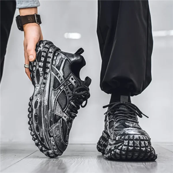 European men's shoes autumn new mesh sports shoes thick soled fashionable height increasing shoes retro breathable casual shoes - Image 4