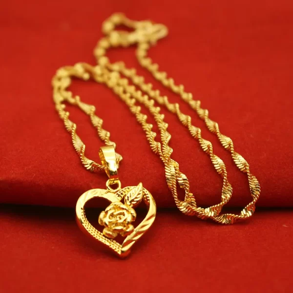 Color 18k Gold Necklace Short Chain Lovely Collarbone for Women Party Fine Jewelry Gift Real 24k 999 Yellow Gold Plated Pendant - Image 26