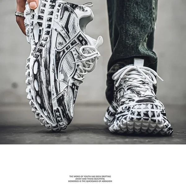 European men's shoes autumn new mesh sports shoes thick soled fashionable height increasing shoes retro breathable casual shoes - Image 17