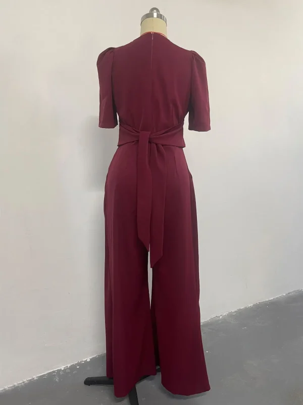Jump Suits For Women Spring Autumn New Fashion V-neck Solid Color Temperament High Waist Women's Wide Leg Jumpsuit Streetwear - Image 22