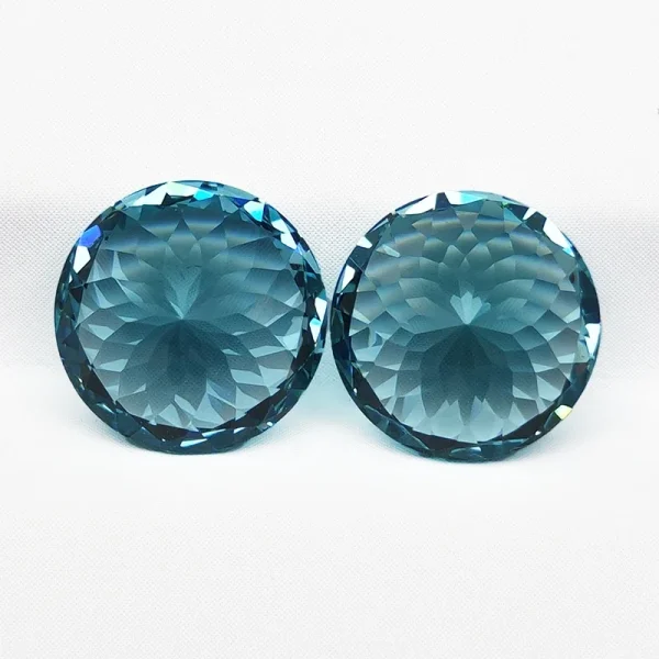 Lab Grown Paraiba Round Shape 100 Faceted Cut Lab Created Sapphire Gemstone Jewelry Making Materials Selectable AGL Certificate - Image 4