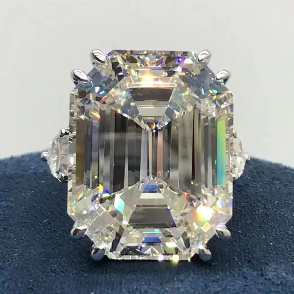 WUIHA 18K Gold Plated Ascher Cut 50CT Synthetic Diamond Gemstone Wedding Ring for Women 925 Sterling Silver Jewelry DropShipping - Image 12