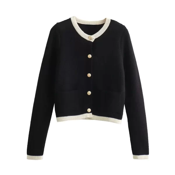 Women's thin knitted female cardigan jacket 2024 summer long-sleeved O-neck slim sweater female short top Y2K short jacket - Image 2
