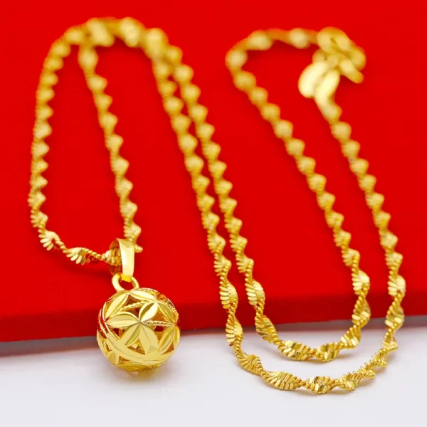 Color 18k Gold Necklace Short Chain Lovely Collarbone for Women Party Fine Jewelry Gift Real 24k 999 Yellow Gold Plated Pendant - Image 30