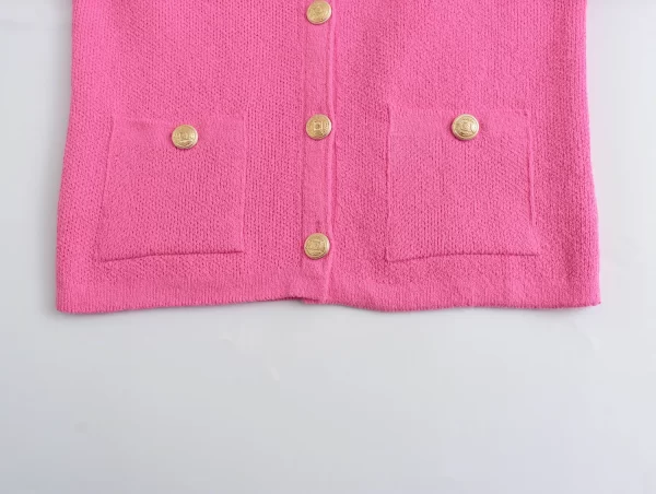 Women's thin knitted female cardigan jacket 2024 summer long-sleeved O-neck slim sweater female short top Y2K short jacket - Image 16