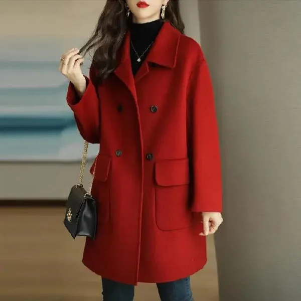 Tweed Jacket Autumn Winter 2024 New Korean Tweed Jacket High Quality Women Clothingmid Long Trench Coat Winter Coats Luxury - Image 9