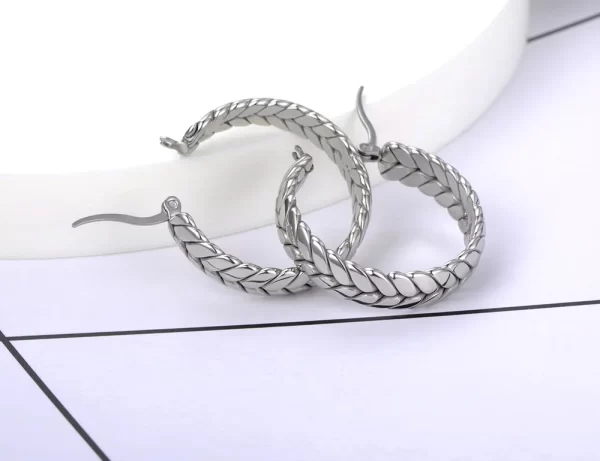 Lokaer Titanium Stainless Steel Cast Geometric Chain Hoop Earrings Trendy Gold Plated Handmade Simple Earrings For Women E22095 - Image 5