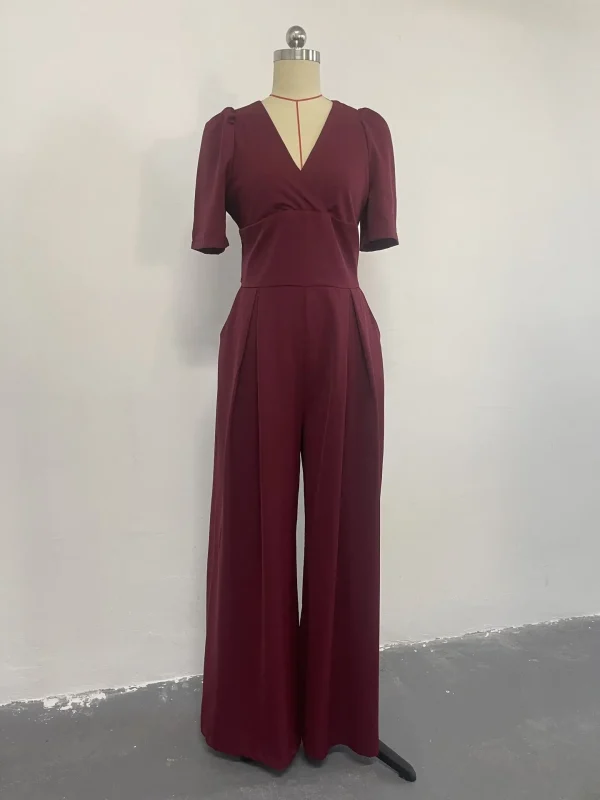 Jump Suits For Women Spring Autumn New Fashion V-neck Solid Color Temperament High Waist Women's Wide Leg Jumpsuit Streetwear - Image 17