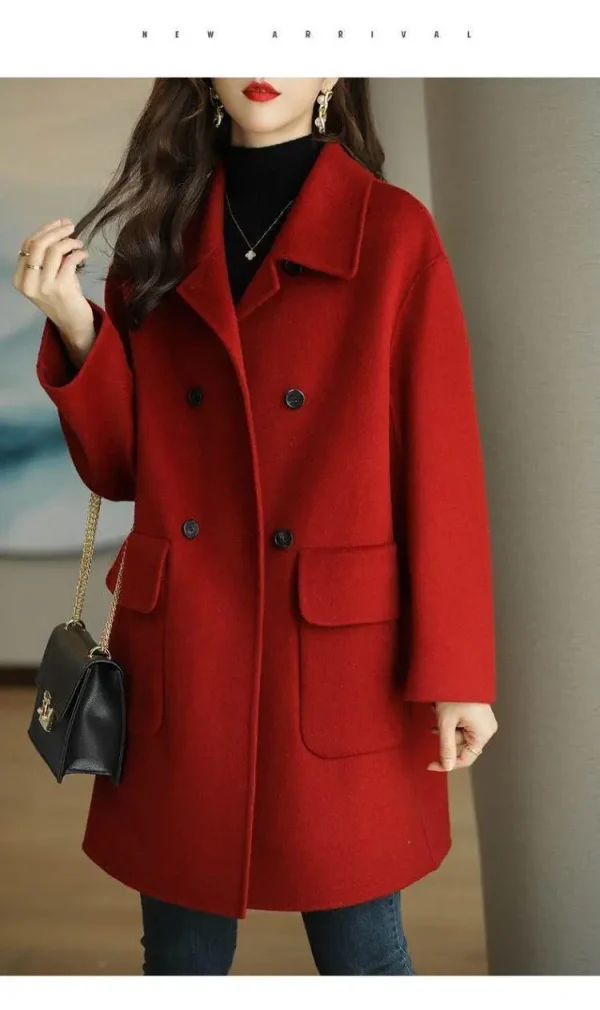 Tweed Jacket Autumn Winter 2024 New Korean Tweed Jacket High Quality Women Clothingmid Long Trench Coat Winter Coats Luxury - Image 16