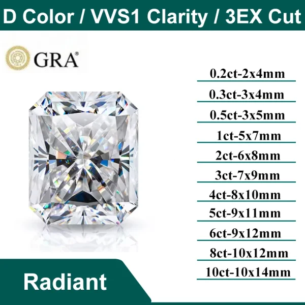 D Color Super White Moissanite Diamond Round / Oval / Pear / Radiant / Emerald / Heart / Princess / Cushion / Asscher Shape - Image 16