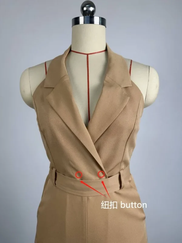 High Waist Jumpsuit Women's Clothing 2024 Summer New Hanging Neck Open Back Pocket Casual Sleeveless Y2k Jump Suits for Female - Image 3