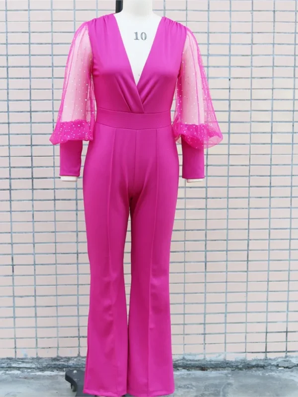 Ladies Elegant Office Jumpsuit Romper For Women 2023 High Waist Wedding Overalls Sequins Bodycon Long Sleeve Party Jumpsuit Club - Image 6