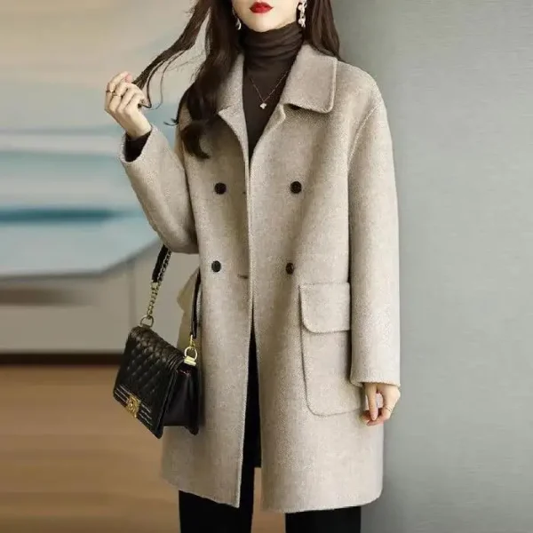 Tweed Jacket Autumn Winter 2024 New Korean Tweed Jacket High Quality Women Clothingmid Long Trench Coat Winter Coats Luxury - Image 7