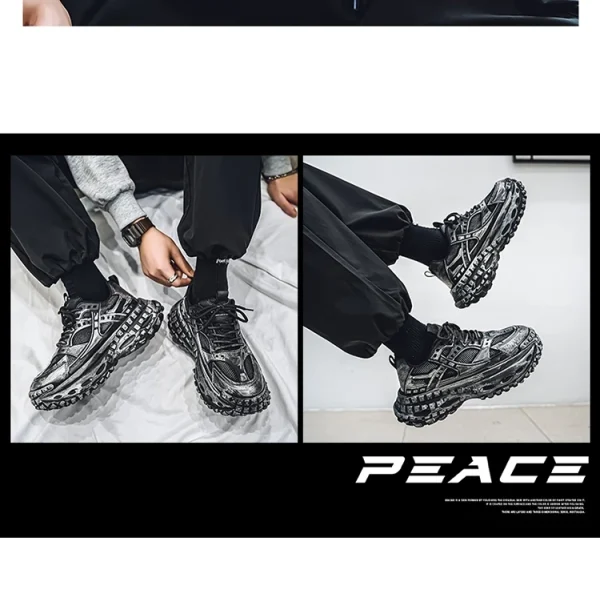 European men's shoes autumn new mesh sports shoes thick soled fashionable height increasing shoes retro breathable casual shoes - Image 27