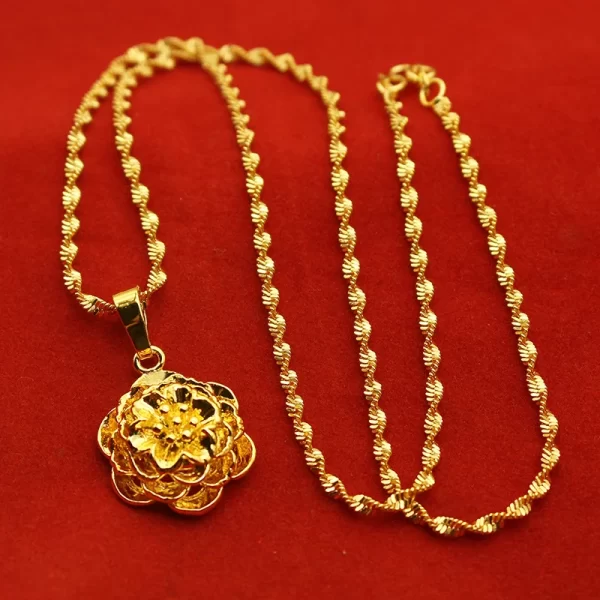 Color 18k Gold Necklace Short Chain Lovely Collarbone for Women Party Fine Jewelry Gift Real 24k 999 Yellow Gold Plated Pendant - Image 22