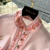 Autumn Holiday Pink Floral Dress Women's Stand Long Lantern Sleeve Belt Lace Up Flower Print Loose A Line Boho Maxi Vestidos - Image 12