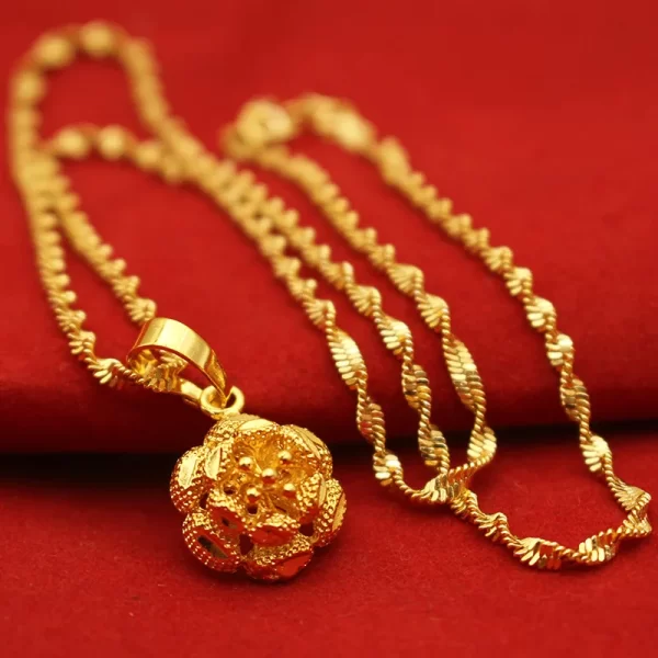 Color 18k Gold Necklace Short Chain Lovely Collarbone for Women Party Fine Jewelry Gift Real 24k 999 Yellow Gold Plated Pendant - Image 11