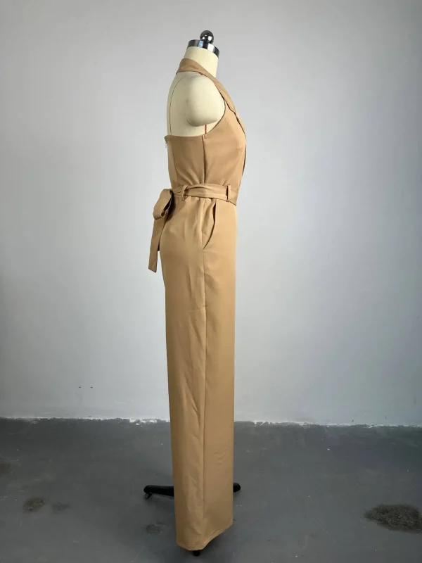 High Waist Jumpsuit Women's Clothing 2024 Summer New Hanging Neck Open Back Pocket Casual Sleeveless Y2k Jump Suits for Female - Image 6